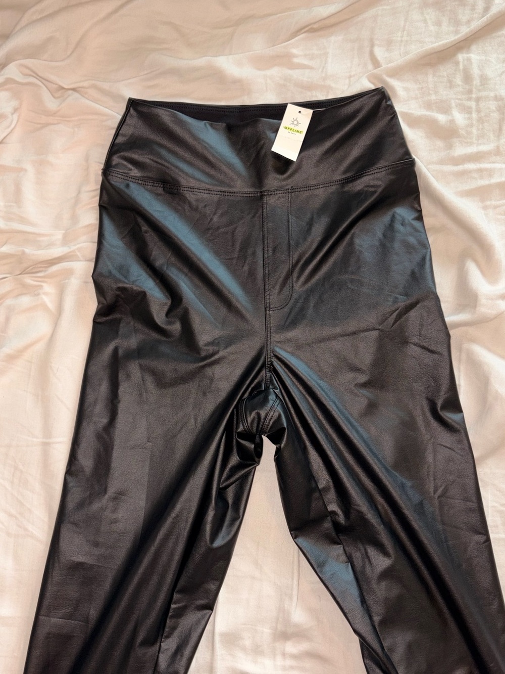 aerie Black Faux-Leather Leggings
